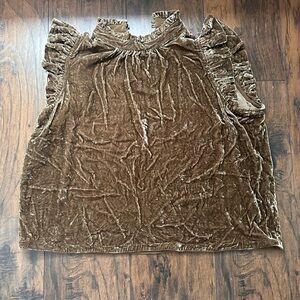 Ulla Johnson Crushed Velvet Ruffle-Trim Sleeveless Top — Brown